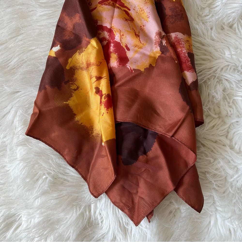 Vintage Brown, Rust, Pink, & Yellow Silken Large Scarf 🍂
